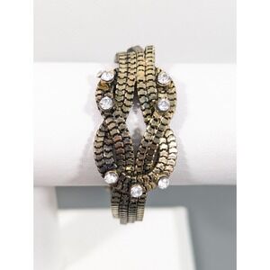 Bronze Tone Crystal Knot Four Chain Magnetic Bracelet‎ Retro  Tennis Boho 6.5 in